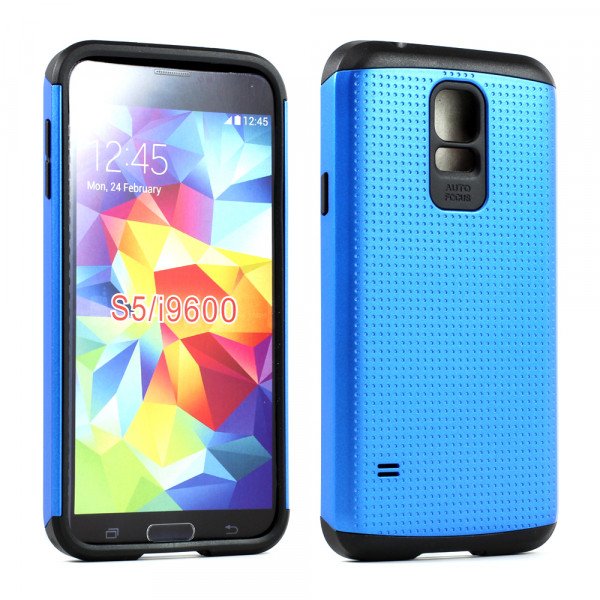 Wholesale Samsung Galaxy S5 i9600 Slim Armor Hybrid Case (Blue)